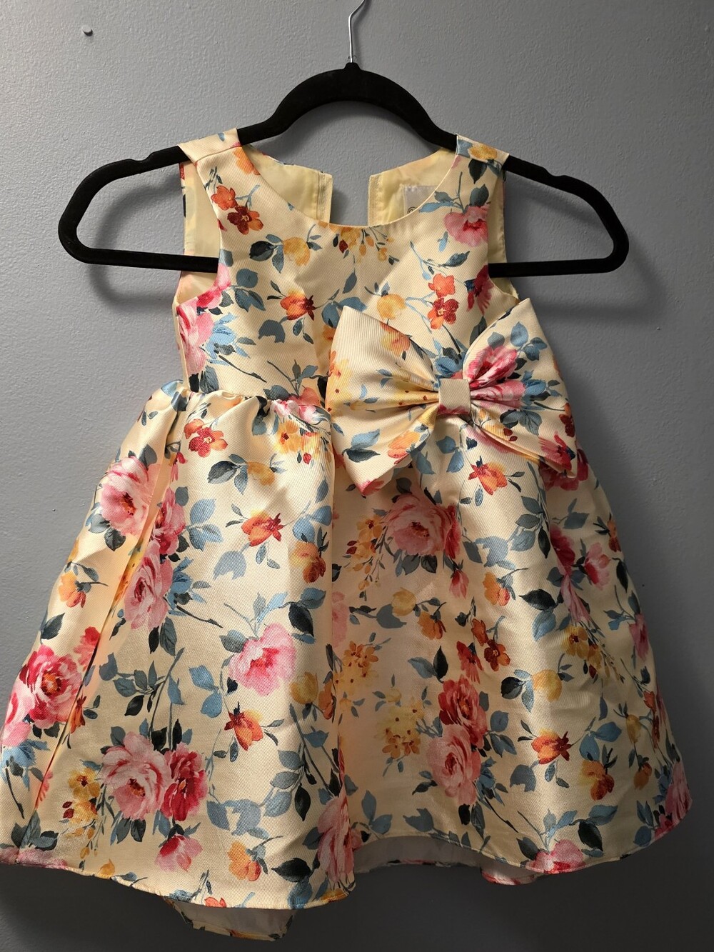 Rare Editions Cream Floral Dress with Bow